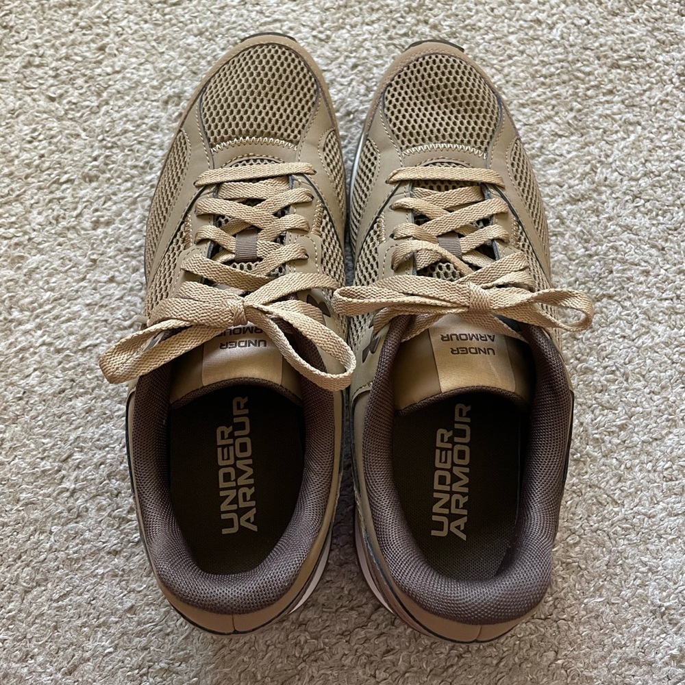 Under Armour Essential Runner Tan Athletic Shoes with Mesh Upper - Picture 2 of 4